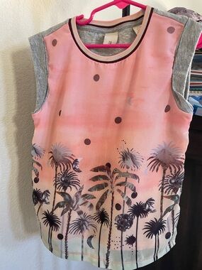 scotch soda Girls' Pink Tropical Palm Print Tank Top little girl 8years